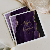 Lila Agate Gold Script Wedding Serviette