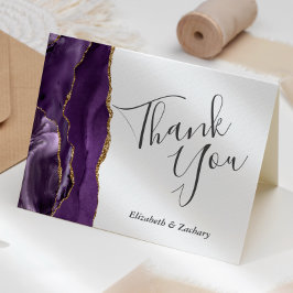 Lila Agate Gold Wedding Vielen Dank Karte