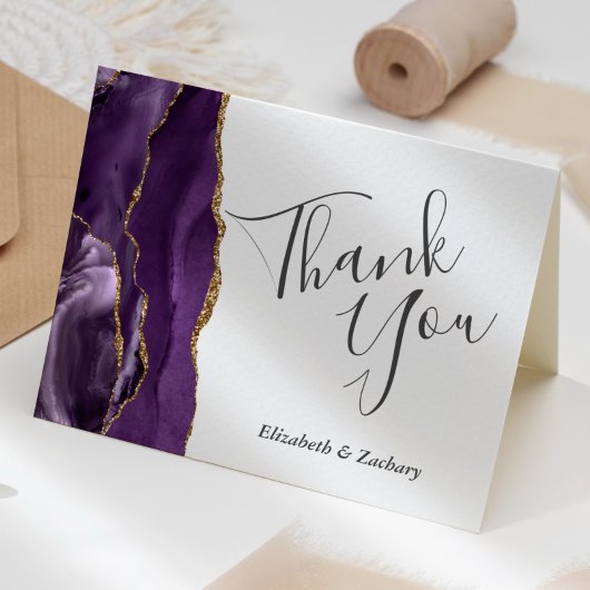 Lila Agate Gold Wedding Vielen Dank Karte