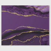 Lila Agate Imitats Gold Glitzer Geschenkpapier (Flach)