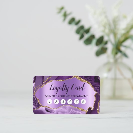 Lila Agate Imitats Perlescent Fox Loyalty Card Visitenkarte (Stehend Vorderseite)