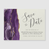 Lila Agate Ivory Hochzeit Magnetic Save the Date Magnetkarte (Vorderseite)