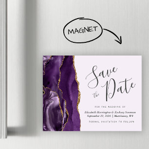 Lila Agate Lilac Wedding Magnetic Save the Date Magnetkarte