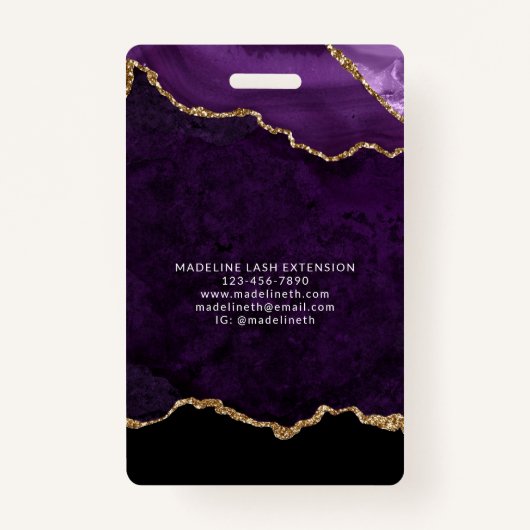 Lila Agate Marble Business Logo Company ID Ausweis (Rückseite)