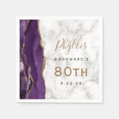 Lila Agate Marble Gold Script 80. Geburtstag Serviette (Vorderseite)