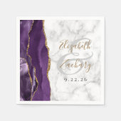 Lila Agate Marble Gold Script Wedding Serviette (Vorderseite)