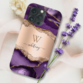 Lila Agate Marble Rose Gold Glitzer Moderne Case-Mate iPhone Hülle
