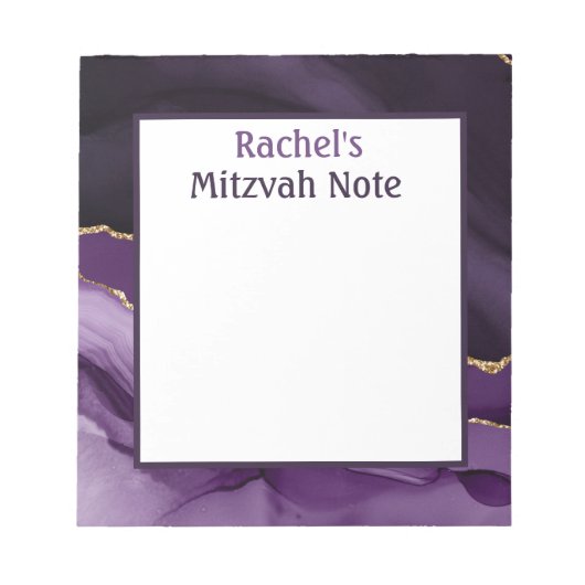 Lila Agate Modern Mitzvah Note Girls Notepad Notizblock (Vorderseite)