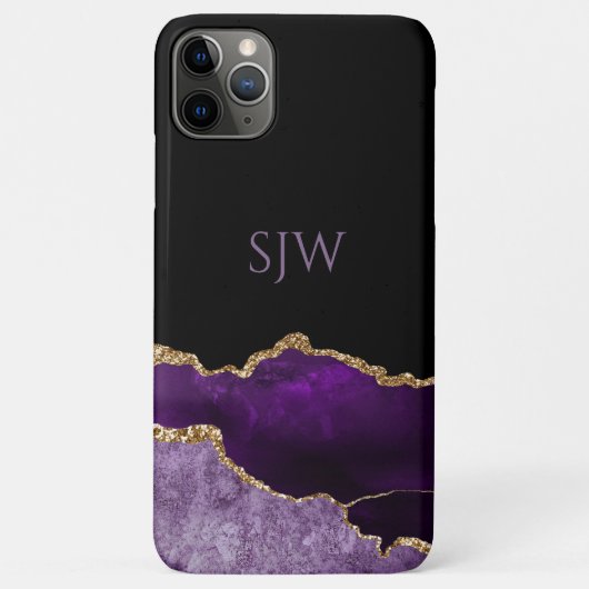 Lila Agate Monogram Gold Glitzer Case-Mate iPhone Hülle (Rückseite)