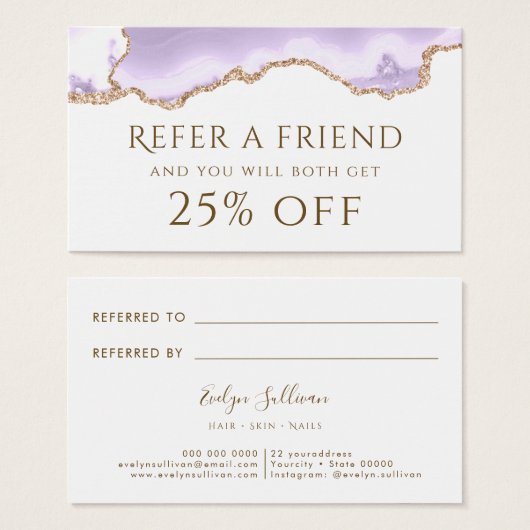 lila Agate-Referenzkarte (Vorne & Hinten)