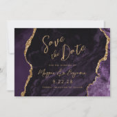 Lila Agate Script-Hochzeit speichern Sie das Datum Save The Date (Vorderseite)