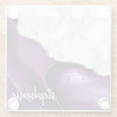 Lila Agate Signature White Marbour Silver Glasuntersetzer (Rückseite)
