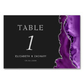 Lila Agate Silver Dark Wedding Tischnummer (Rückseite)