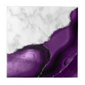 Lila Agate Silver Glitzer Weißer Marmor Fliese (Vorderseite)