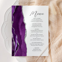 Lila Agate Silver Modern Script Wedding