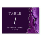 Lila Agate Silver Plum Wedding Tischnummer (Vorderseite)