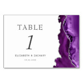 Lila Agate Silver Wedding Tischnummer (Rückseite)