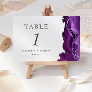 Lila Agate Silver Wedding Tischnummer
