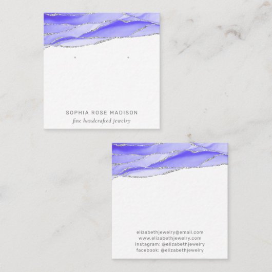 Lila Agate Watercolor Schmuckstück-Display Quadratische Visitenkarte (Vorne/Hinten)