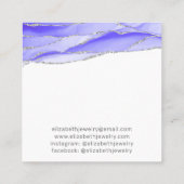 Lila Agate Watercolor Schmuckstück-Display Quadratische Visitenkarte (Rückseite)