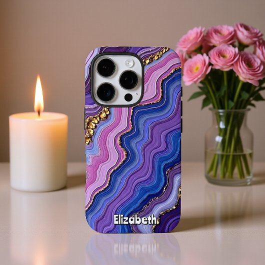 Lila Agate Waves mit Gold Case-Mate iPhone Hülle