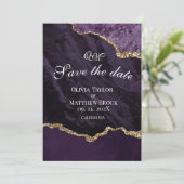 Lila Agate Wedding Scrip Foto Save The Date (Stehend Vorderseite)