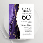 Lila Agate White Gold Überraschung 60. Geburtstag Einladung<br><div class="desc">Lila,  weiß und goldfarben überraschen 60. Geburtstagsfeier Einladung. Elegantes modernes Design mit Aquarellfarben-marmorgeode Hintergrund,  Imitats Glitzer Gold und Typografie Skript-Schriftart. Die trendige Einladungskarte eignet sich perfekt für eine stilvolle Damenfeier. Gedruckte Zazzle-Einladungen oder Sofortdownload digitaler Druckvorlage.</div>