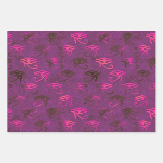 Lila ägyptisches Auge aus Horusblättern Geschenkpapier Set (Vorderseite 2)