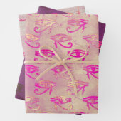Lila ägyptisches Auge aus Horusblättern Geschenkpapier Set (Beispiel)