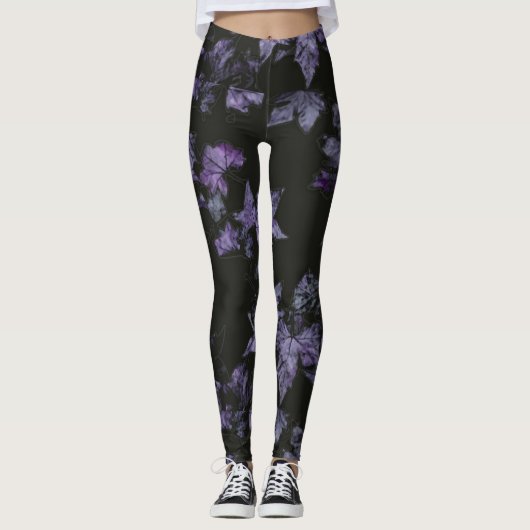 Lila Ahorn-Blätter Leggings (Vorderseite)