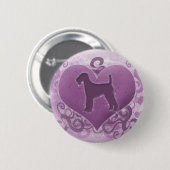 Lila Airedale-TerrierValentine Button (Vorne & Hinten)