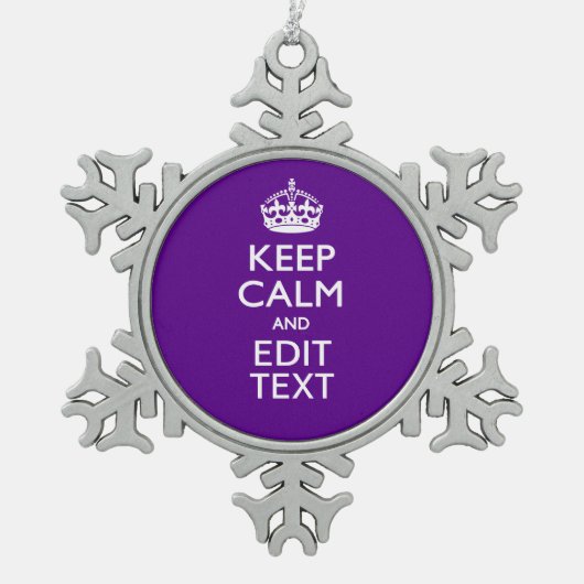 Lila Akzent Behalte beruhigend und Ihr Text einfac Schneeflocken Zinn-Ornament (Vorderseite)