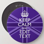 Lila Akzent Behalte Ruhe und Ihre Textunionsbuchse Button (Vorne & Hinten)