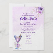 Lila Alexander Birthday Cocktail Party Einladung (Vorderseite)