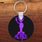 Lila Alien des Friedens Schlüsselanhänger (Vorderseite)