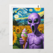 Lila Alien Eiscreme Postkarte (Vorne/Hinten)