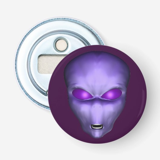 Lila Alien Flaschenöffner (Vorderseite)