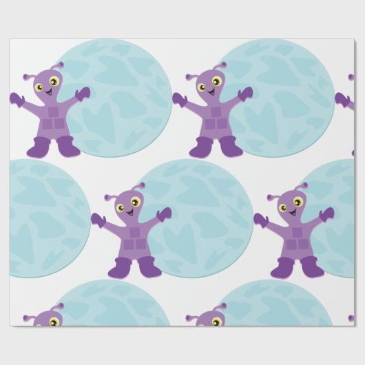 Lila Alien Geschenkpapier (Flach)