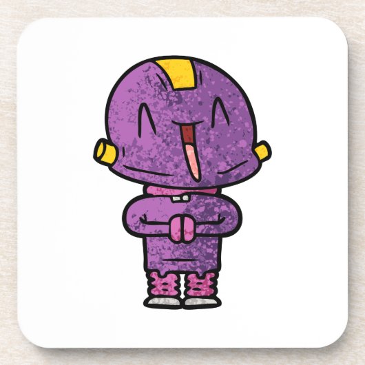 lila Alien Getränkeuntersetzer (Vorderseite)