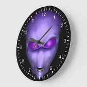 Lila Alien Große Wanduhr (Winkel)