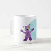 Lila Alien Kaffeetasse (Vorderseite Links)