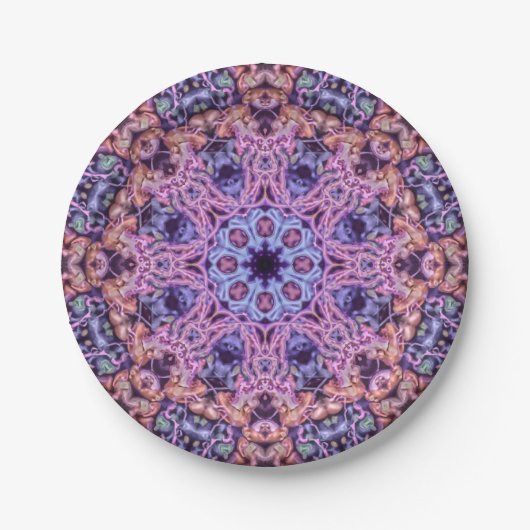 Lila Alien Kaleidoskopie Mandala Pappteller (Vorderseite)
