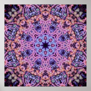 Lila Alien Kaleidoskopie Mandala Poster
