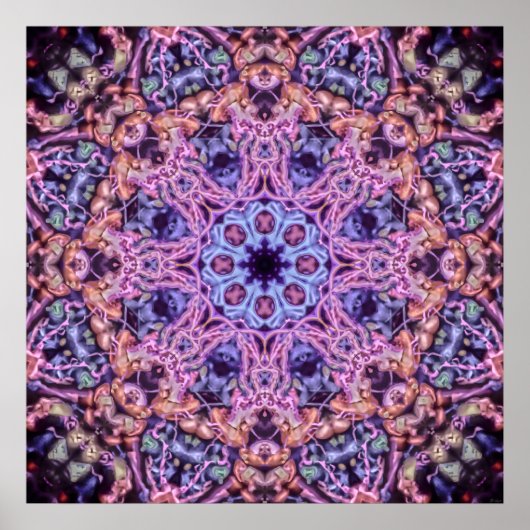 Lila Alien Kaleidoskopie Mandala Poster (Vorne)