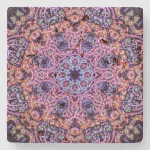 Lila Alien Kaleidoskopie Mandala Steinuntersetzer
