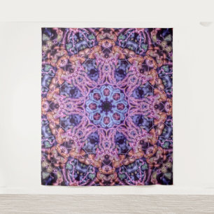 Lila Alien Kaleidoskopie Mandala Wandteppich