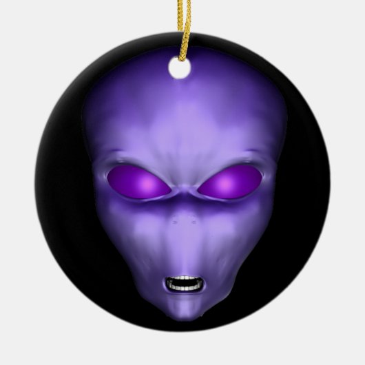 Lila Alien Keramik Ornament (Vorne)