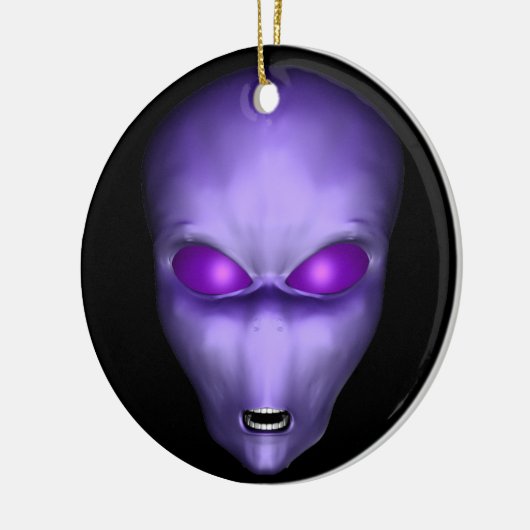Lila Alien Keramik Ornament (Links)