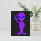 Lila Alien Postkarte (Stehend Vorderseite)