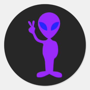 Lila Alien Runder Aufkleber
